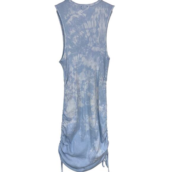 Garage Ria Sky Blue Tie Dye Side Ruched Ribbed Tank Mini Dress Size M - Picture 7 of 14